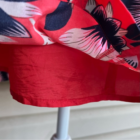 •J Crew Factory• Red Hibiscus Seaside Floral Dress - Size 10 - Picture 9 of 11